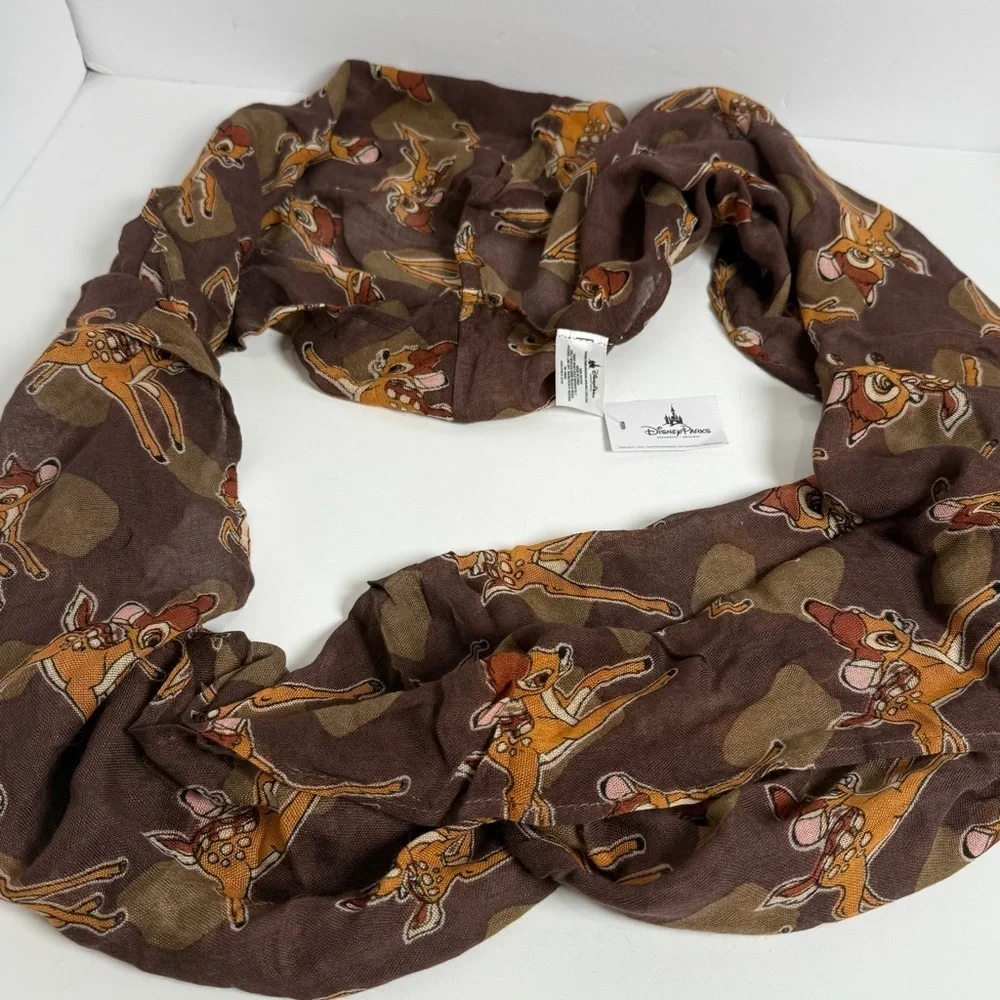 DISNEY PARK LIGHTWEIGHT INFINITY SCARF BAMBI BROWN NWT NEW ANIMAL RARE WRAP